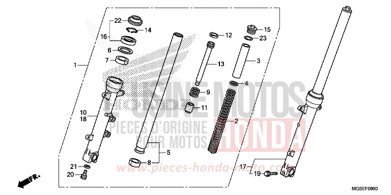 FOURCHETTE AVANT de NC700S DCT PEARL SUNBEAM WHITE (NHA66) 2013